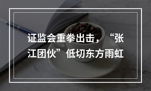 证监会重拳出击，“张江团伙”低切东方雨虹