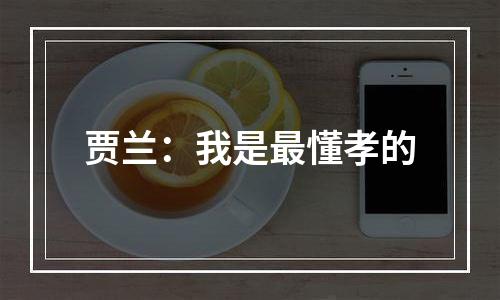 贾兰：我是最懂孝的