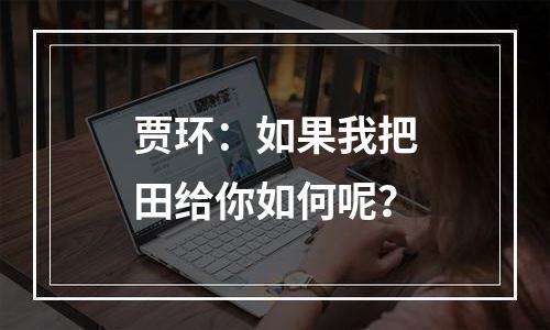 贾环：如果我把田给你如何呢？