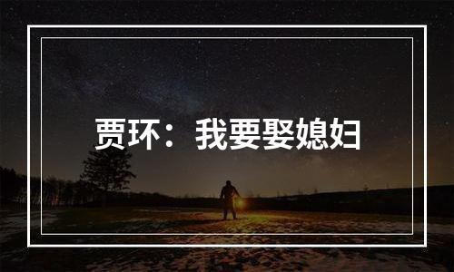 贾环：我要娶媳妇