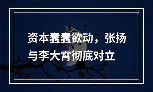 资本蠢蠢欲动，张扬与李大霄彻底对立