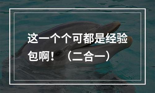 这一个个可都是经验包啊！（二合一）