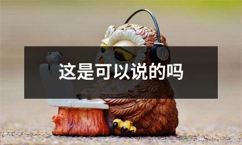 这是可以说的吗