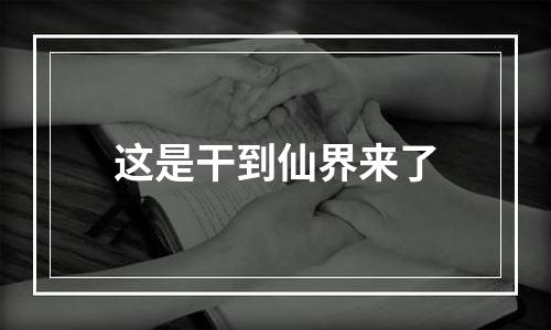 这是干到仙界来了
