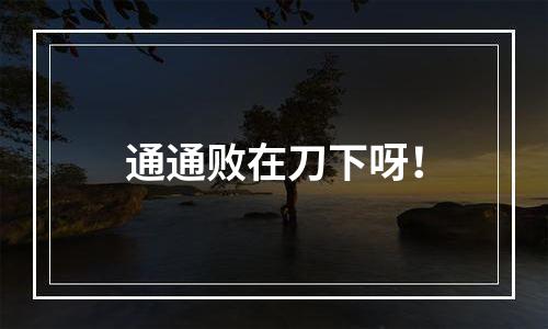 通通败在刀下呀！