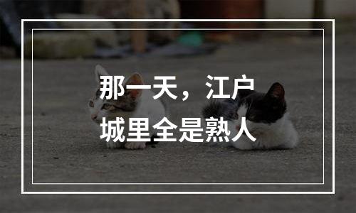 那一天，江户城里全是熟人