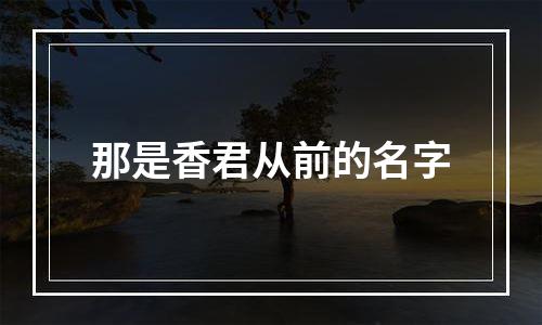 那是香君从前的名字