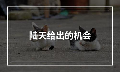 陆天给出的机会