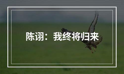 陈诩：我终将归来