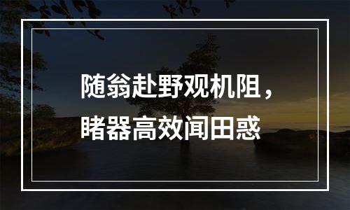 随翁赴野观机阻，睹器高效闻田惑