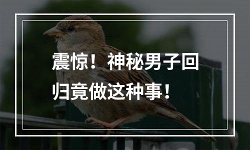 震惊！神秘男子回归竟做这种事！