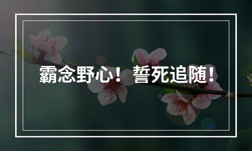 霸念野心！誓死追随！