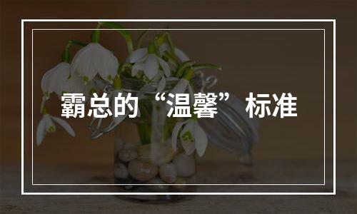 霸总的“温馨”标准