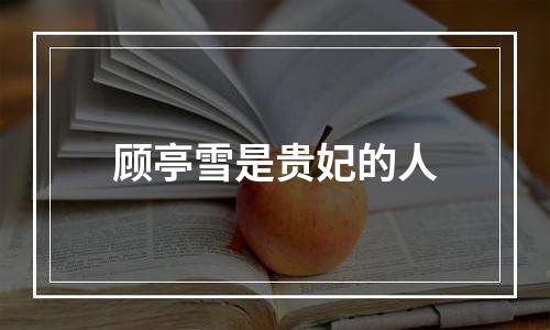 顾亭雪是贵妃的人
