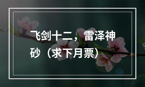 飞剑十二，雷泽神砂（求下月票）