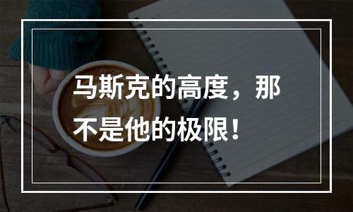马斯克的高度，那不是他的极限！