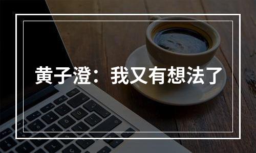 黄子澄：我又有想法了
