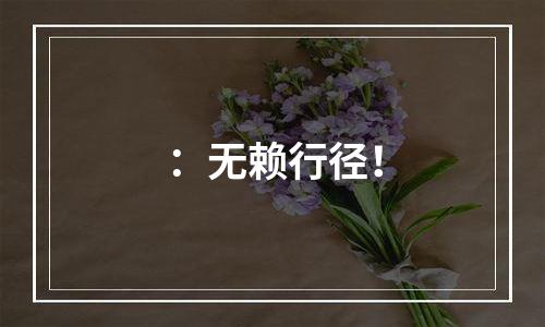 ：无赖行径！