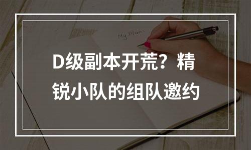 D级副本开荒？精锐小队的组队邀约