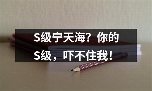 S级宁天海？你的S级，吓不住我！